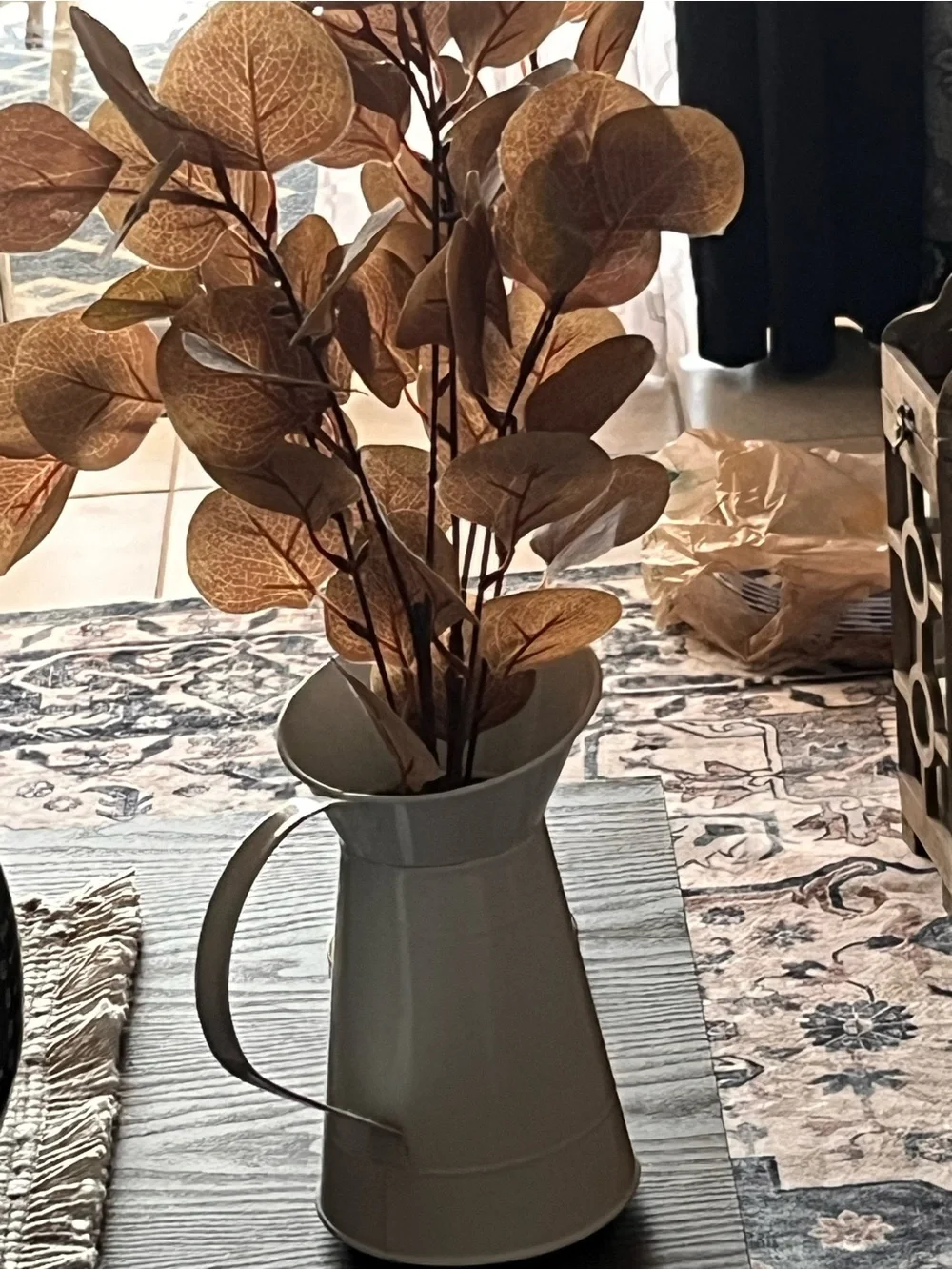 Faux Eucalyptus Stems in Brown for Rustic Home Accents
